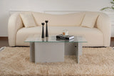 Couchtisch Vetrino aus gehärtetem Glas und melaminbeschichteten Holz in Grau, 105×65×40 cm von Hanah Home – Bild 3