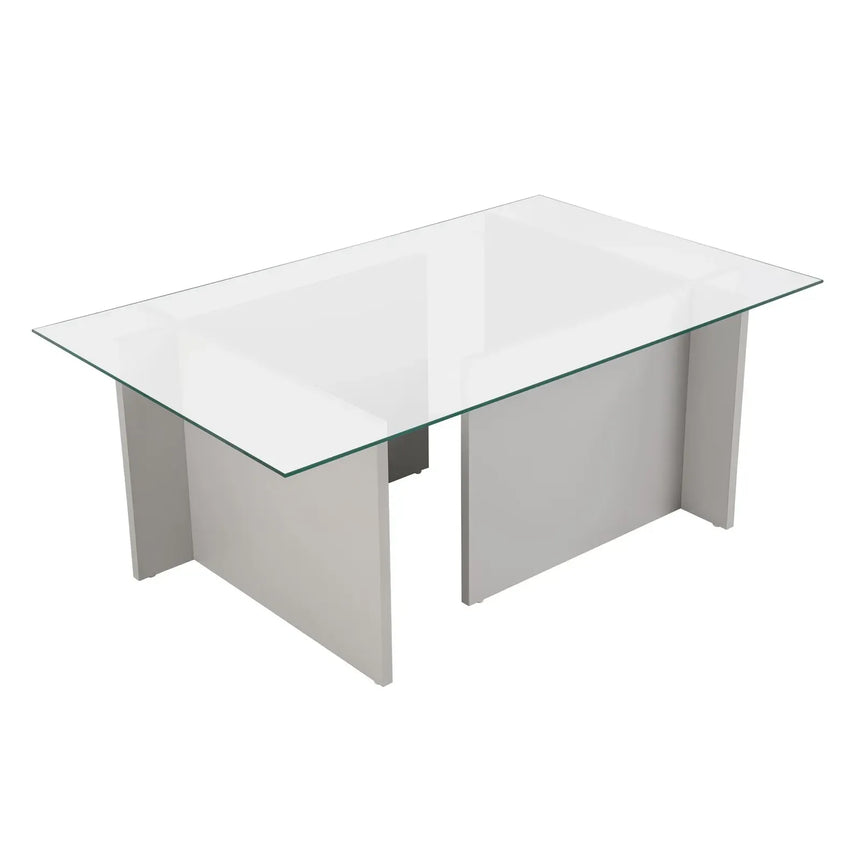 Couchtisch Vetrino aus gehärtetem Glas und melaminbeschichteten Holz, 105×65×40 cm - ZEN ZONE Furniture