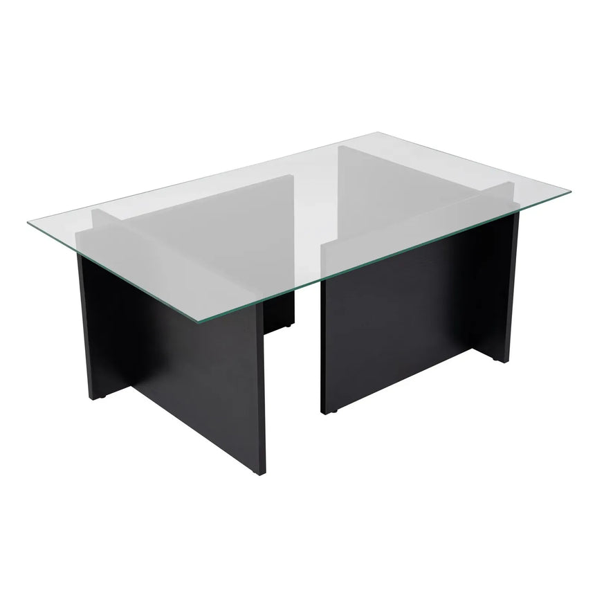 Couchtisch Vetrino aus gehärtetem Glas und melaminbeschichteten Holz, 105×65×40 cm - ZEN ZONE Furniture