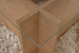 Couchtisch Vetrino aus gehärtetem Glas und melaminbeschichteten Holz in Honig-Eiche, 105×65×40 cm von Hanah Home – Bild 4