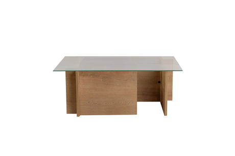 Couchtisch Vetrino aus gehärtetem Glas und melaminbeschichteten Holz in Honig-Eiche, 105×65×40 cm von Hanah Home – Bild 6