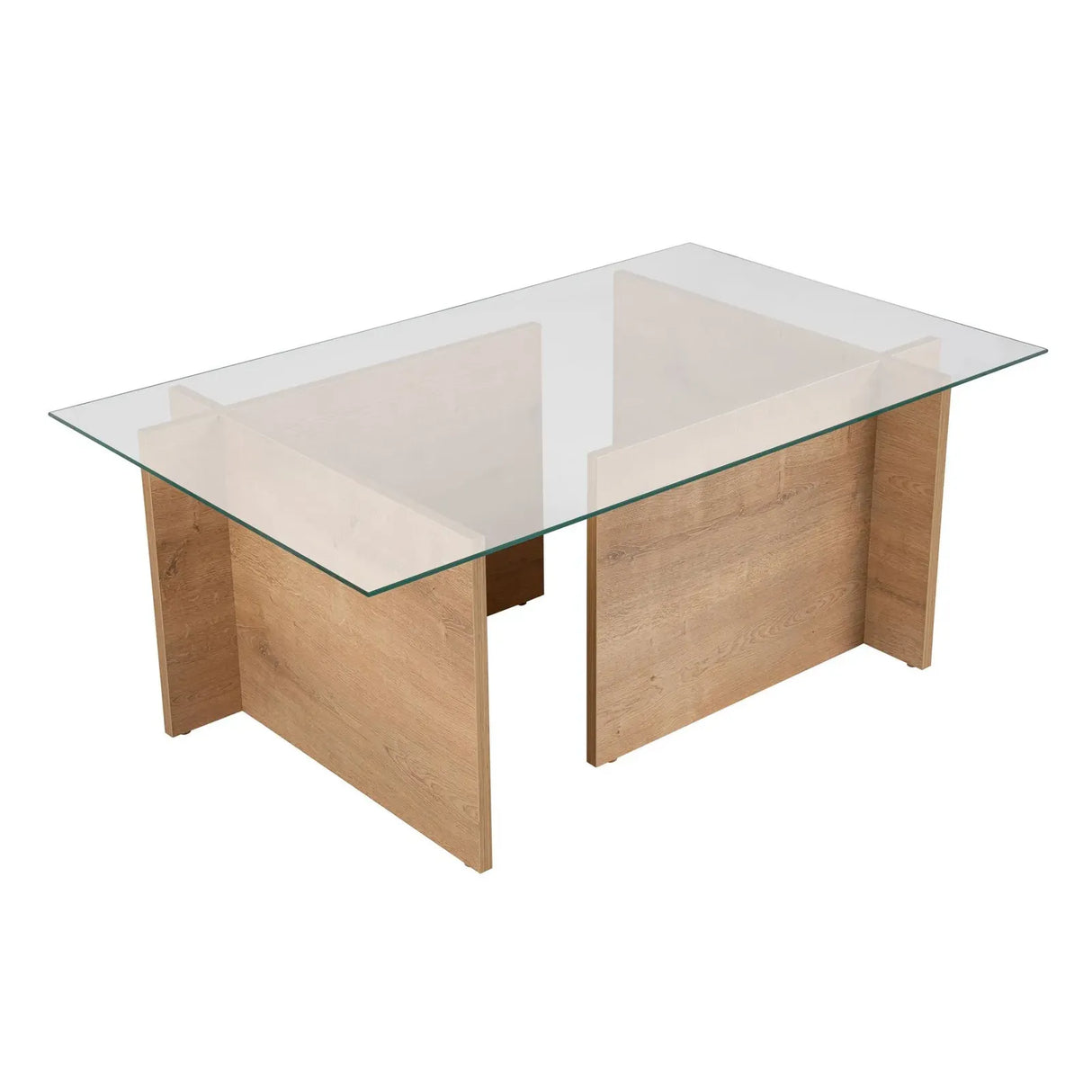 Couchtisch Vetrino aus gehärtetem Glas und melaminbeschichteten Holz, 105×65×40 cm - ZEN ZONE Furniture