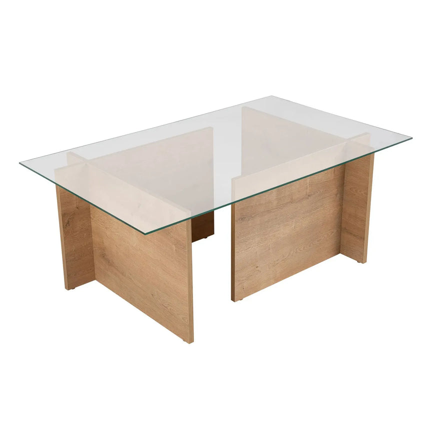 Couchtisch Vetrino aus gehärtetem Glas und melaminbeschichteten Holz, 105×65×40 cm - ZEN ZONE Furniture