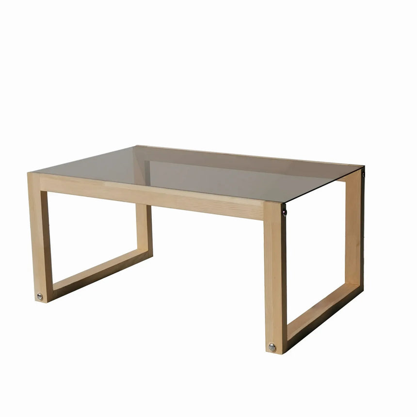 Couchtisch Via aus massivem Kieferholz und gehärtetem Glas, 85×55×40 cm von Hanah Home – Bild 8