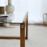 Couchtisch Via aus massivem Kieferholz und gehärtetem Glas in Holzfarbe, 85×55×40 cm von Hanah Home – Bild 6