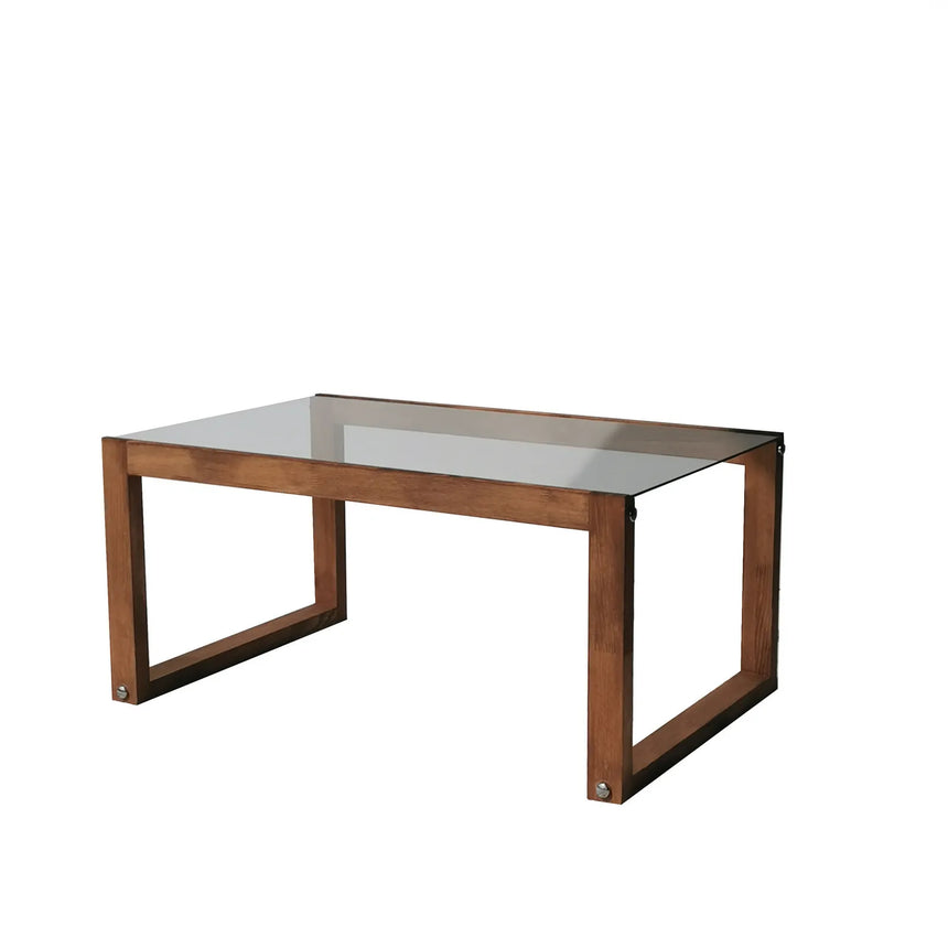 Couchtisch Via aus massivem Kieferholz und gehärtetem Glas in Holzfarbe, 85×55×40 cm von Hanah Home – Bild 7