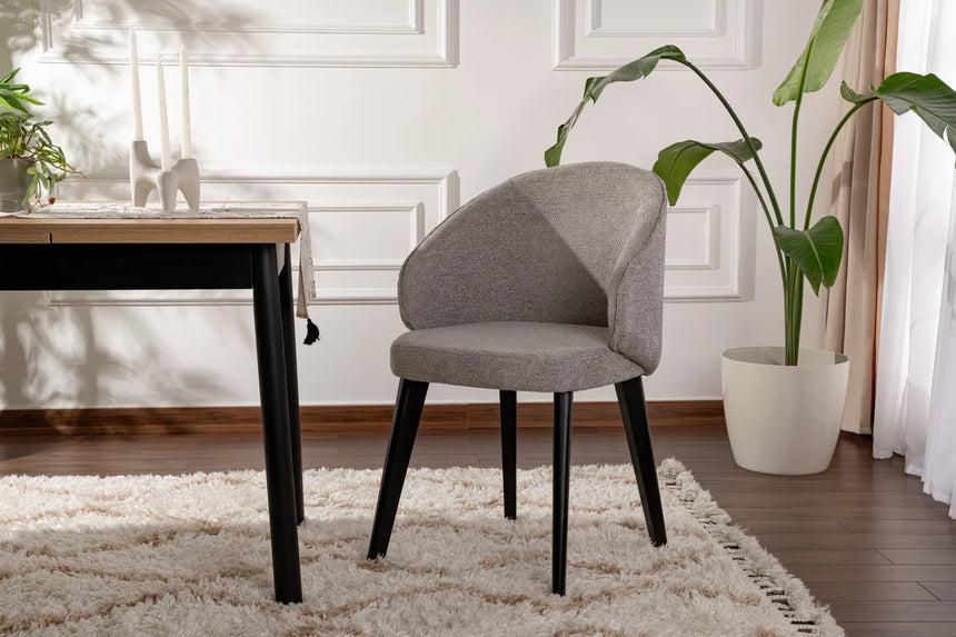 Essstuhl Bentley aus Buche und Baumwolle in Grau und Schwarz, 2er-Pack von Hanah Home – Bild 1