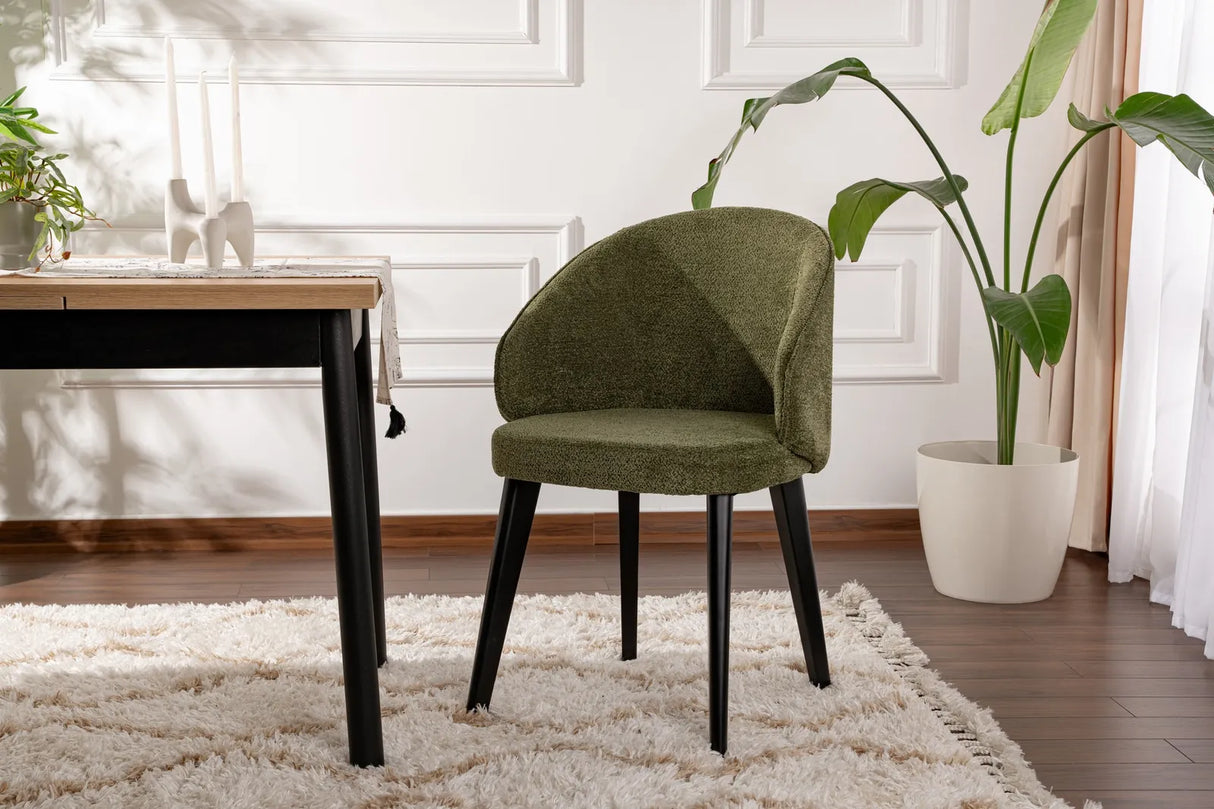 Essstuhl Bentley aus Buchenholz und Baumwolle in Grün und Schwarz, 2er-Pack von Hanah Home – Bild 1