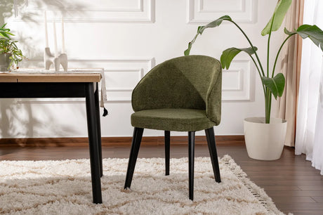 Essstuhl Bentley aus Buchenholz und Baumwolle in Grün und Schwarz, 2er-Pack von Hanah Home – Bild 1