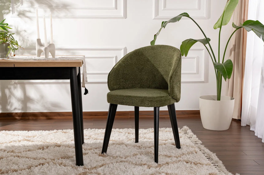 Essstuhl Bentley aus Buchenholz und Baumwolle in Grün und Schwarz, 2er-Pack von Hanah Home – Bild 1