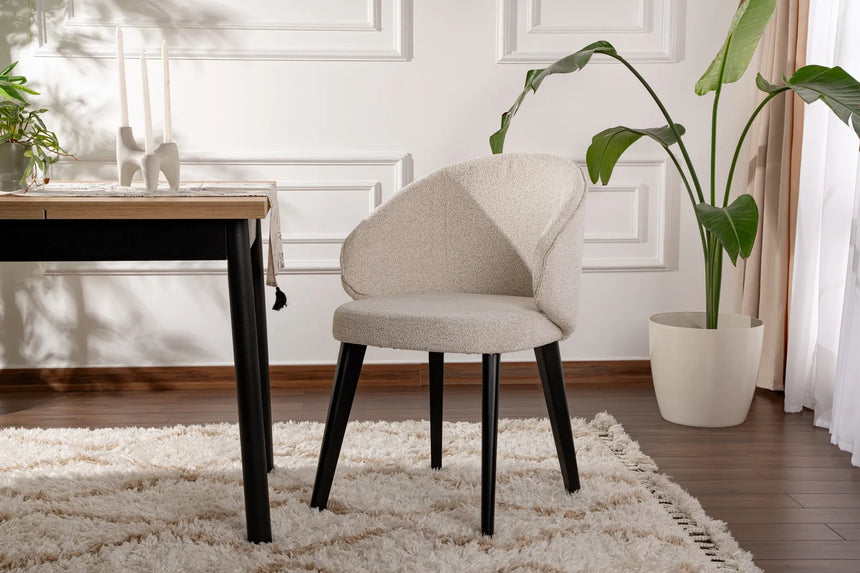 Essstuhl Bentley aus Buchenholz und Baumwolle in Weiß und Schwarz, 2er-Pack von Hanah Home – Bild 1