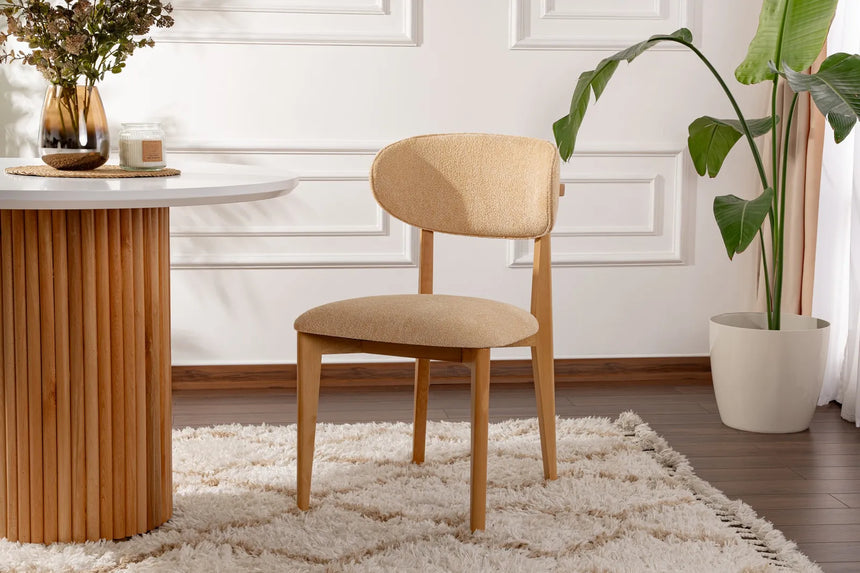 Essstuhl Lionte aus Buche und Baumwolle in Beige und heller Eiche, 2er-Pack von Hanah Home – Bild 1