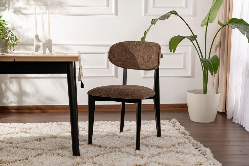 Essstuhl Lionte aus Buche und Baumwolle in Braun und Schwarz, 2er-Pack von Hanah Home – Bild 1