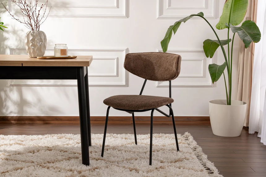 Essstuhl Nancy aus Buche und Baumwolle in Braun und Schwarz, 2er-Pack von Hanah Home – Bild 1