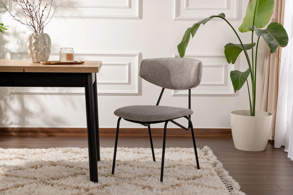 Essstuhl Nancy aus Buche und Baumwolle in Grau und Schwarz, 2er-Pack von Hanah Home – Bild 1