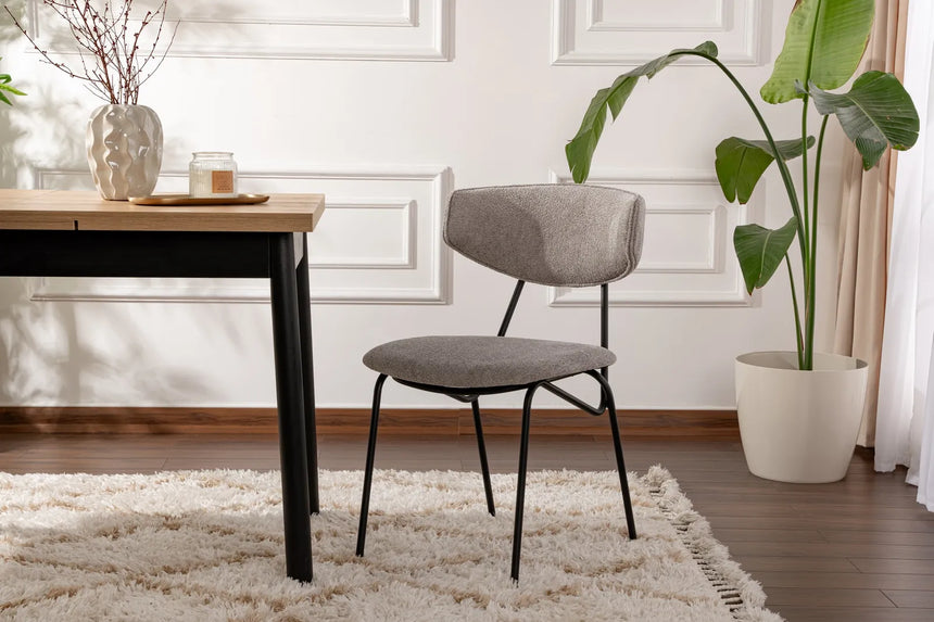 Essstuhl Nancy aus Buche und Baumwolle in Grau und Schwarz, 2er-Pack von Hanah Home – Bild 1