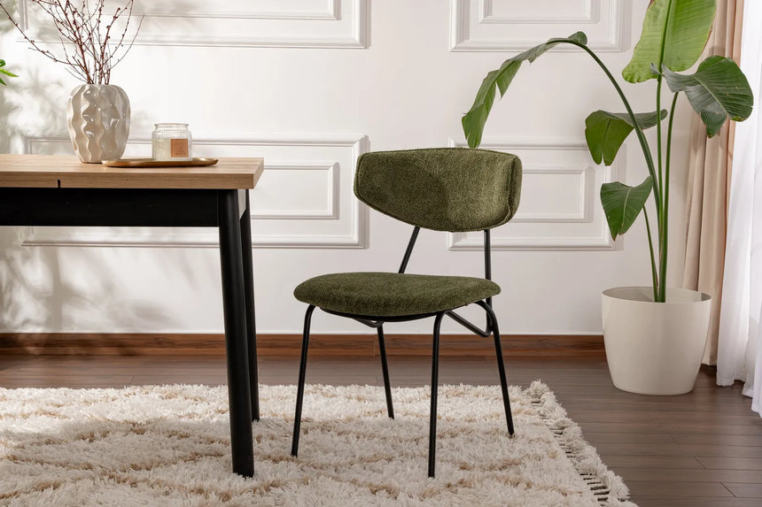 Essstuhl Nancy aus Buche und Baumwolle in Grün und Schwarz, 2er-Pack von Hanah Home – Bild 1