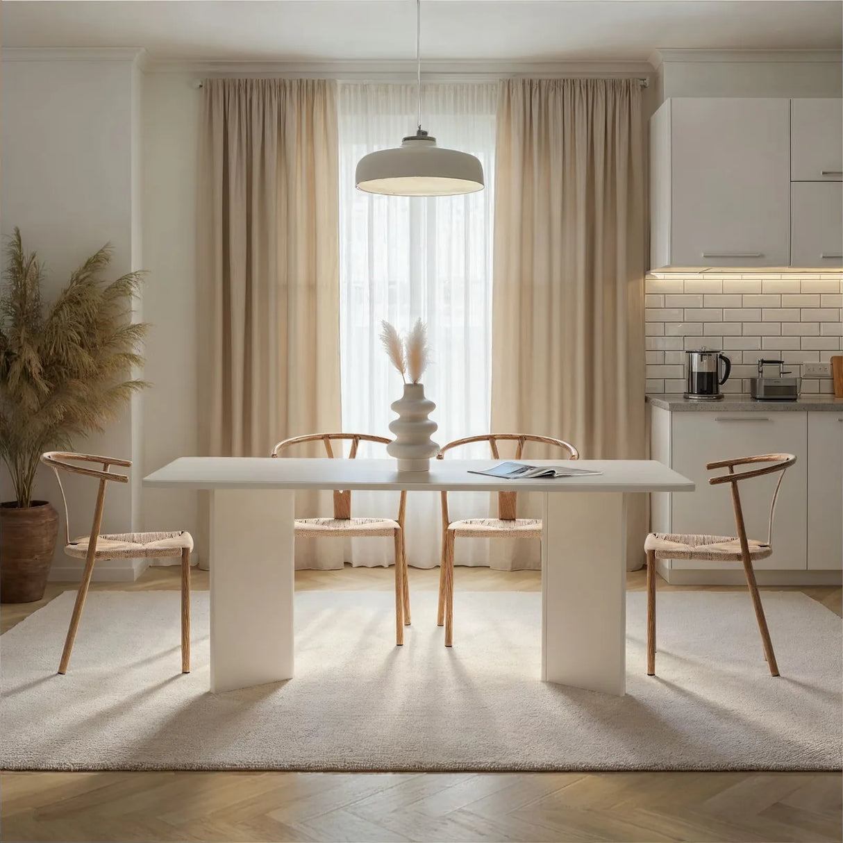 Esstisch Linza aus melaminbeschichteten Holz in Holzweiß, 180×90×75 cm von Hanah Home – Bild 2