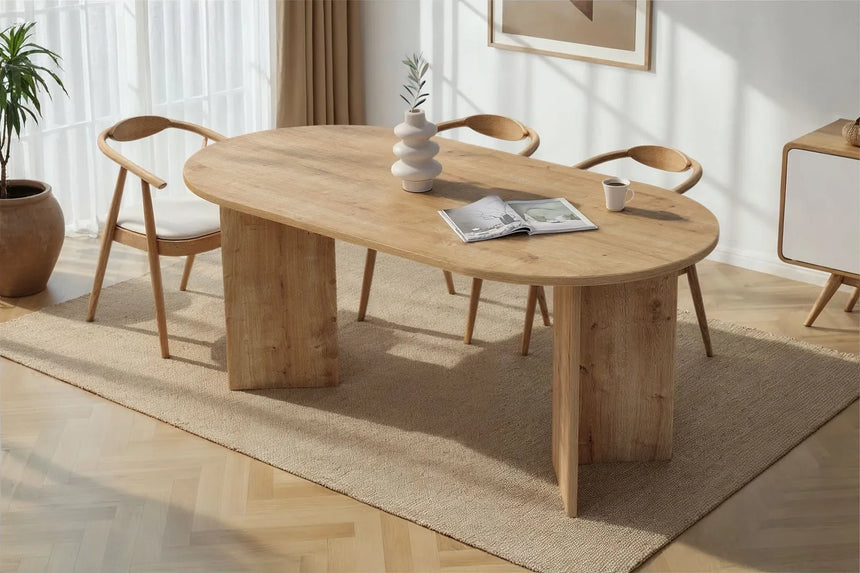 Esstisch Sablin aus melaminbeschichteten Holz in Saphir-Eiche, 180×90×75 cm von Hanah Home – Bild 1