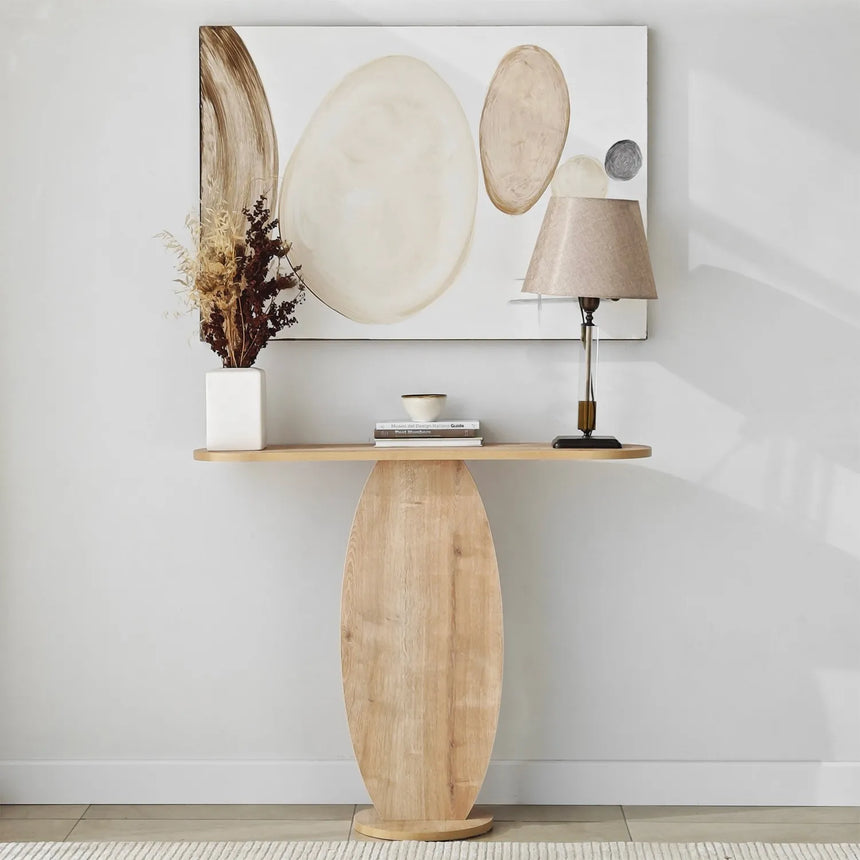 Kommode Ellittica aus melaminharzbeschichteten Holz in Saphir-Eiche, 100×30×81 cm von Hanah Home – Bild 1