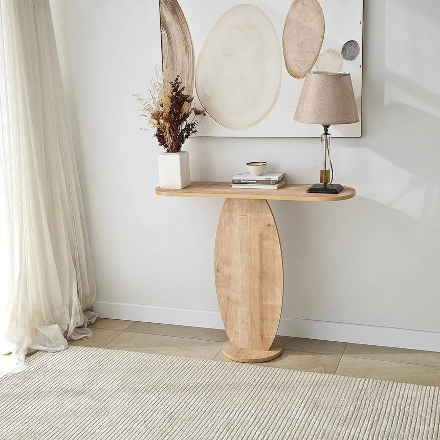 Kommode Ellittica aus melaminharzbeschichteten Holz in Saphir-Eiche, 100×30×81 cm von Hanah Home – Bild 2
