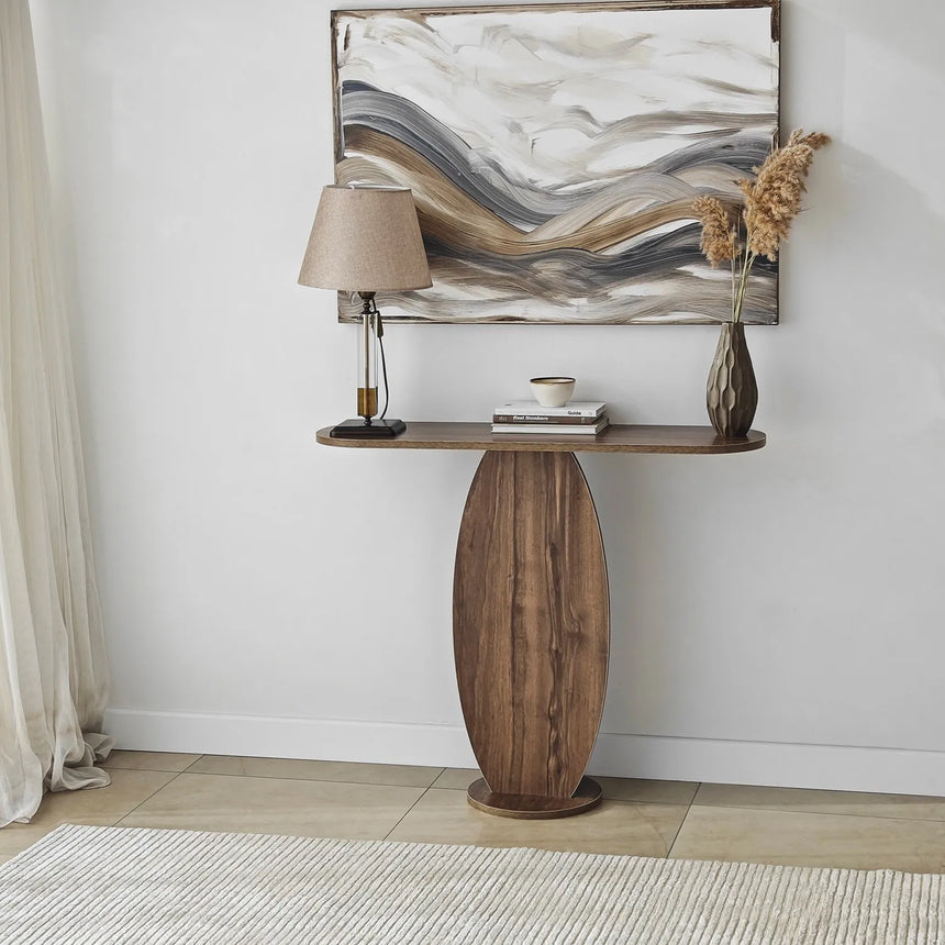 Kommode Ellittica aus melaminharzbeschichteten Holz in Walnuss, 100×30×81 cm von Hanah Home – Bild 2
