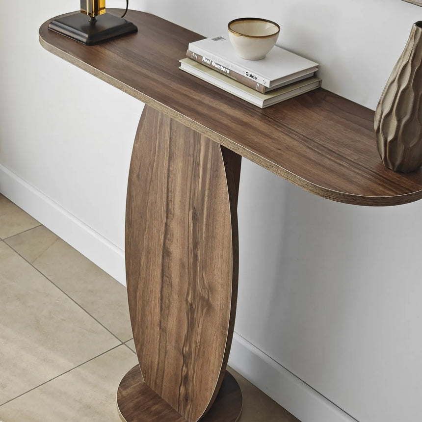 Kommode Ellittica aus melaminharzbeschichteten Holz in Walnuss, 100×30×81 cm von Hanah Home – Bild 3
