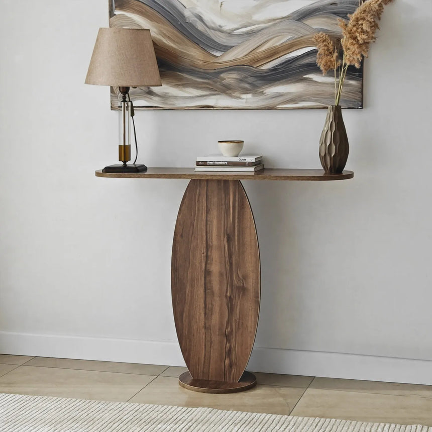 Kommode Ellittica aus melaminharzbeschichteten Holz in Walnuss, 100×30×81 cm von Hanah Home – Bild 4
