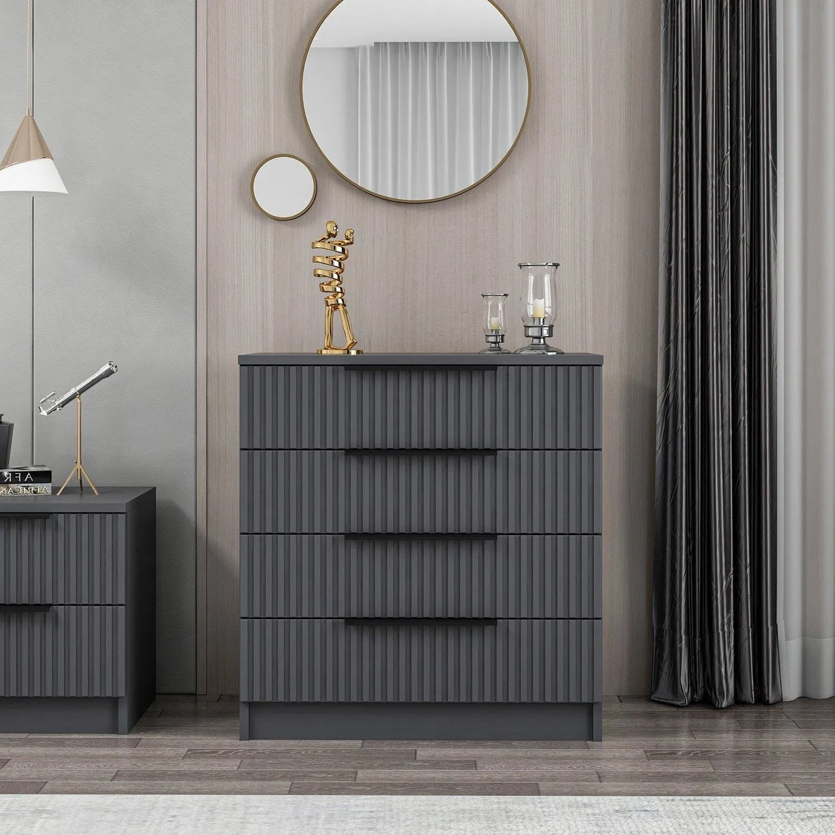 Kommode Kale aus melaminbeschichteten Holz in Anthrazit, 72×42×77 cm von Hanah Home – Bild 1