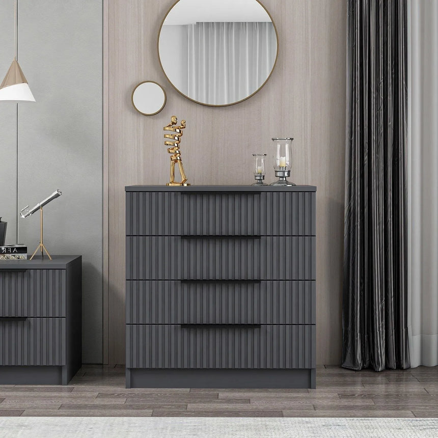 Kommode Kale aus melaminbeschichteten Holz in Anthrazit, 72×42×77 cm von Hanah Home – Bild 1