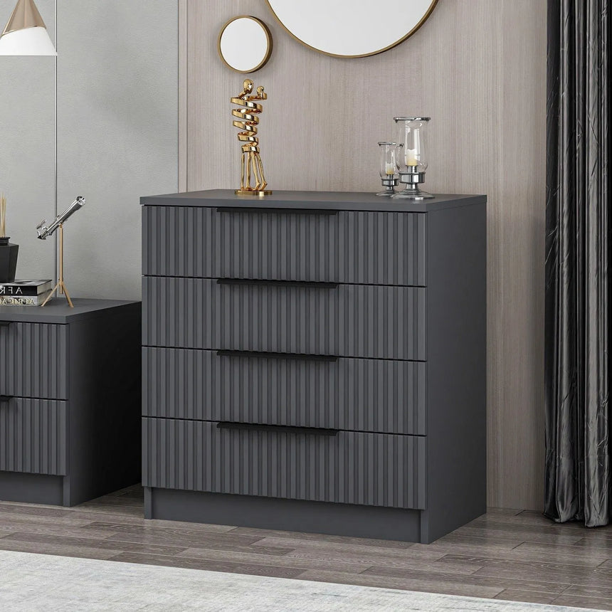 Kommode Kale aus melaminbeschichteten Holz in Anthrazit, 72×42×77 cm von Hanah Home – Bild 2