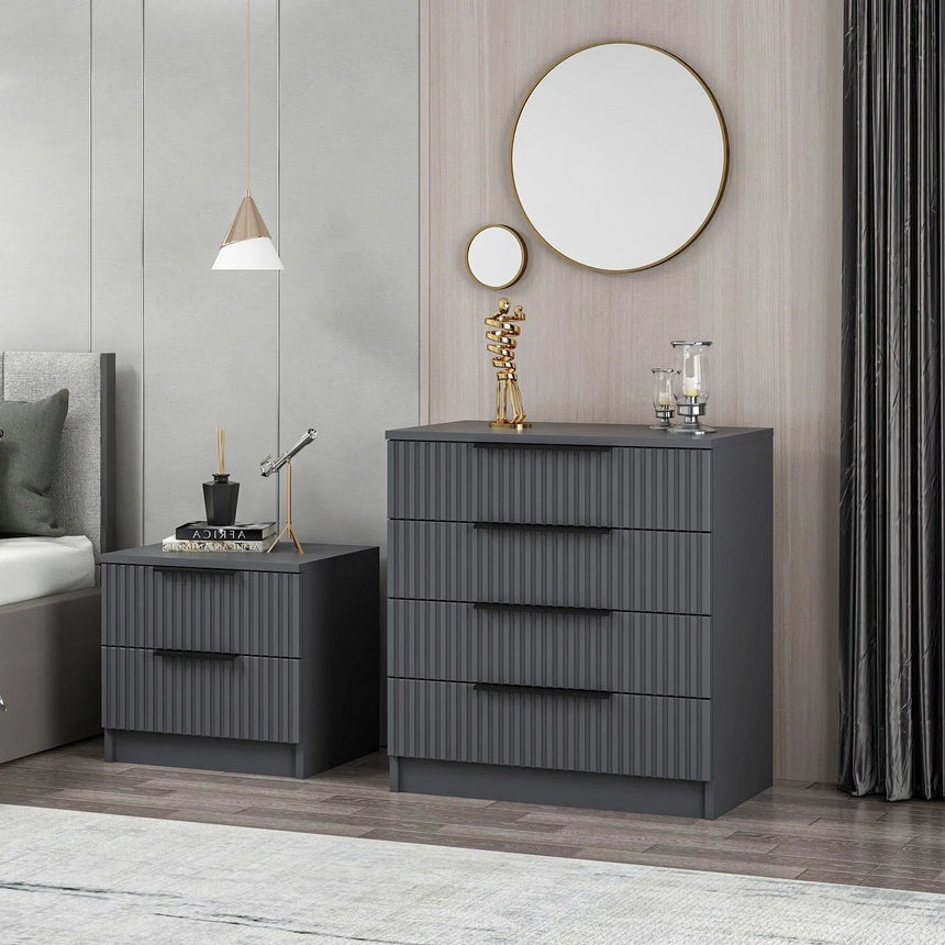 Kommode Kale aus melaminbeschichteten Holz in Anthrazit, 72×42×77 cm von Hanah Home – Bild 3