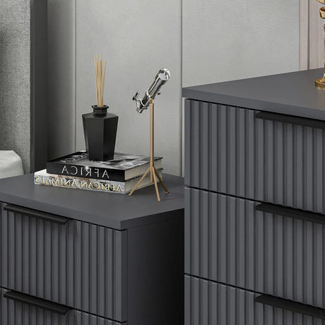 Kommode Kale aus melaminbeschichteten Holz in Anthrazit, 72×42×77 cm von Hanah Home – Bild 4