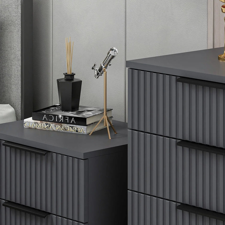 Kommode Kale aus melaminbeschichteten Holz in Anthrazit, 72×42×77 cm von Hanah Home – Bild 4