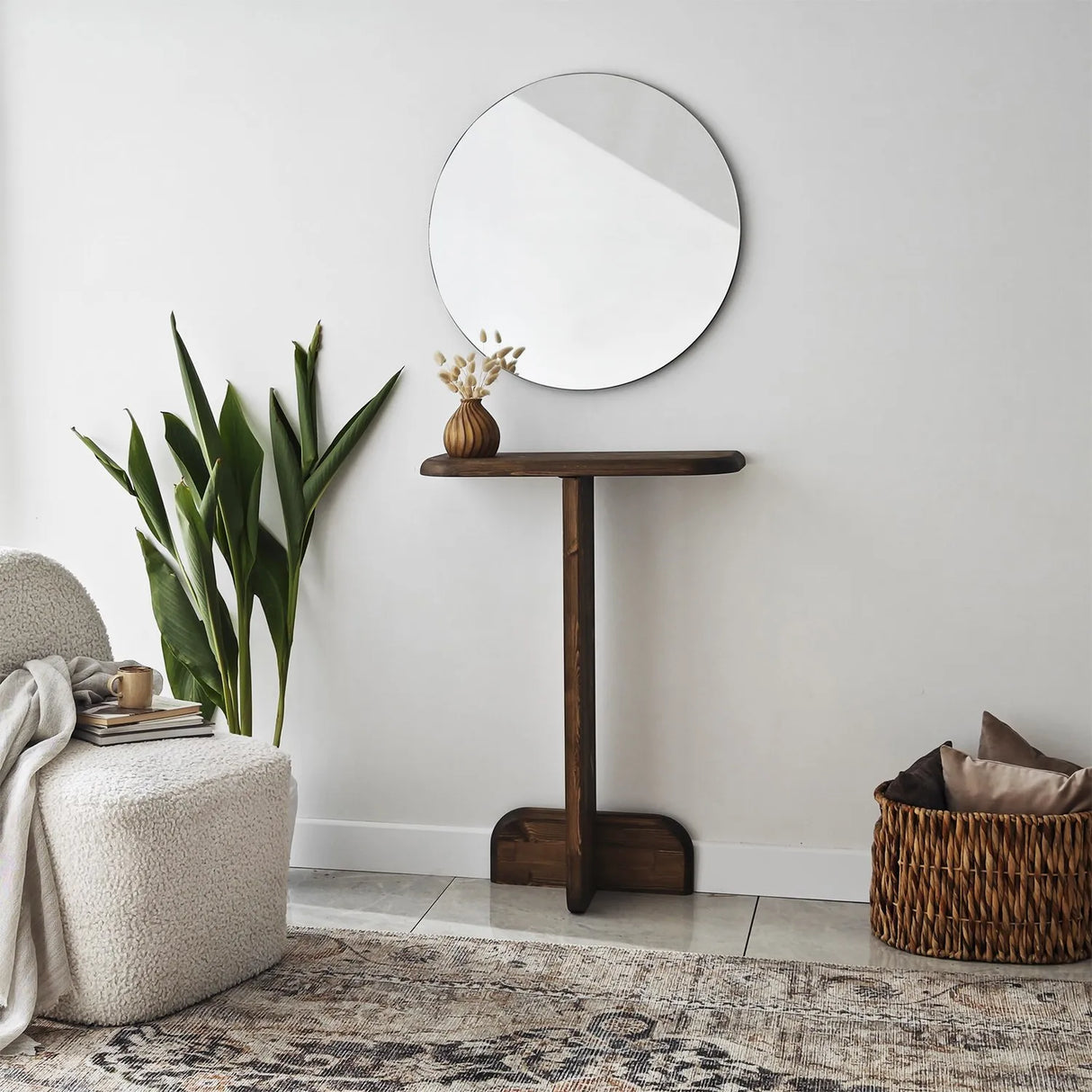 Kommode Pratico aus Kiefernholz in Walnuss, 85×25×80 cm von Hanah Home – Bild 1