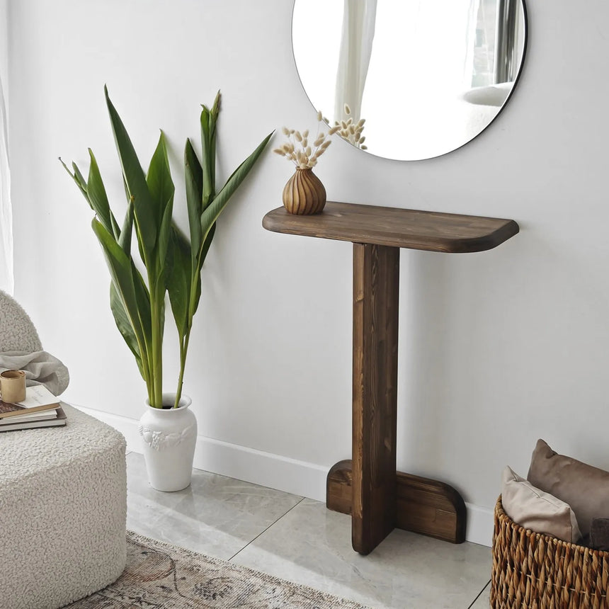 Kommode Pratico aus Kiefernholz in Walnuss, 85×25×80 cm von Hanah Home – Bild 3