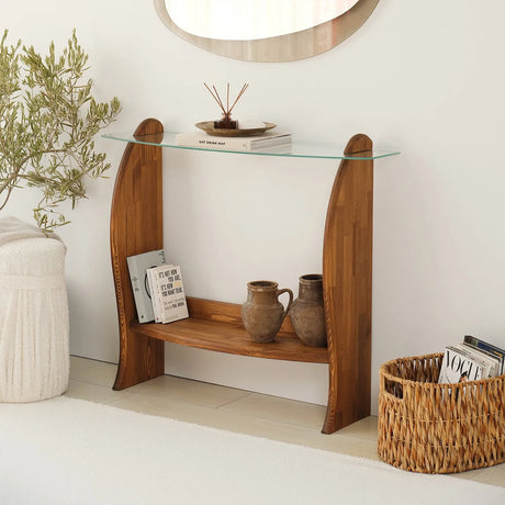 Kommode Surf aus Kiefernholz und gehärtetem Glas, 106×30×90 cm von Hanah Home – Bild 1