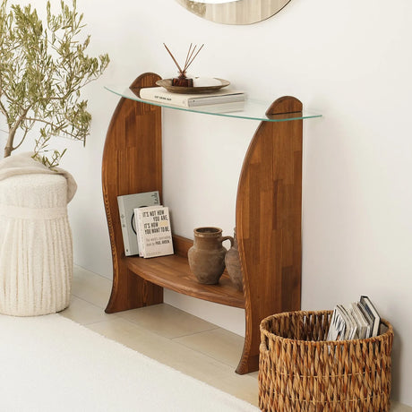 Kommode Surf aus Kiefernholz und gehärtetem Glas, 106×30×90 cm von Hanah Home – Bild 5