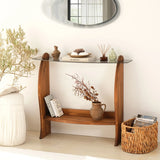 Kommode Surf aus Kiefernholz und gehärtetem Glas in Kastanie und Rauch, 106×30×90 cm von Hanah Home – Bild 1