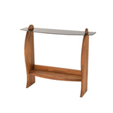 Kommode Surf aus Kiefernholz und gehärtetem Glas in Kastanie und Rauch, 106×30×90 cm von Hanah Home – Bild 8
