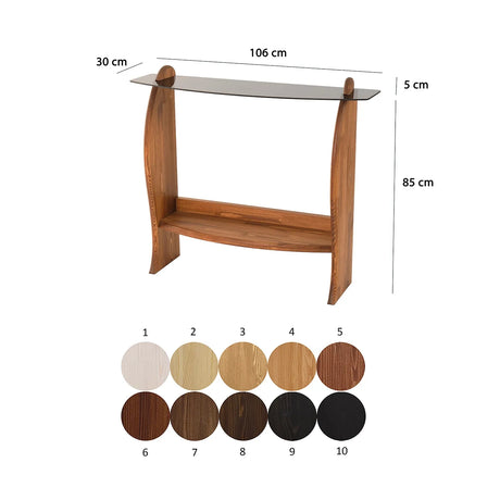 Kommode Surf aus Kiefernholz und gehärtetem Glas in Kastanie und Rauch, 106×30×90 cm von Hanah Home – Bild 9