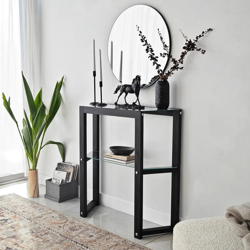 Kommode Trapezoid aus massivem Kiefernholz in Anthrazit, 85×31×85 cm von Hanah Home – Bild 2