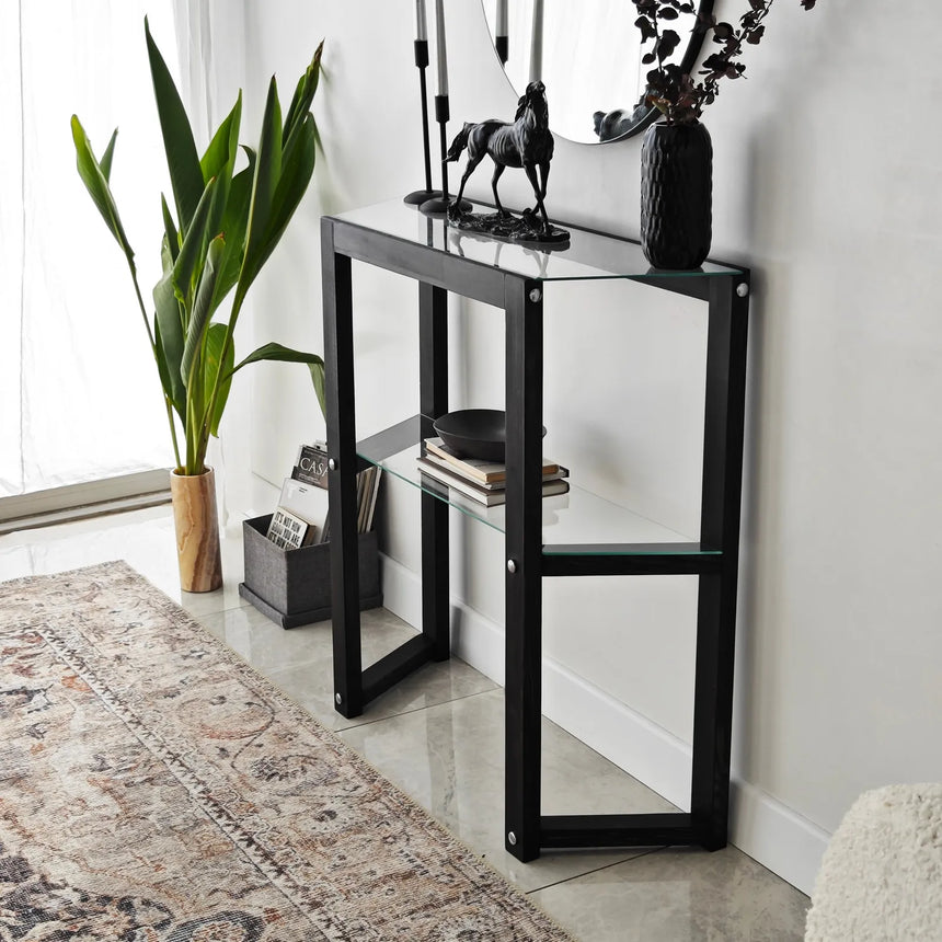 Kommode Trapezoid aus massivem Kiefernholz in Anthrazit, 85×31×85 cm von Hanah Home – Bild 3