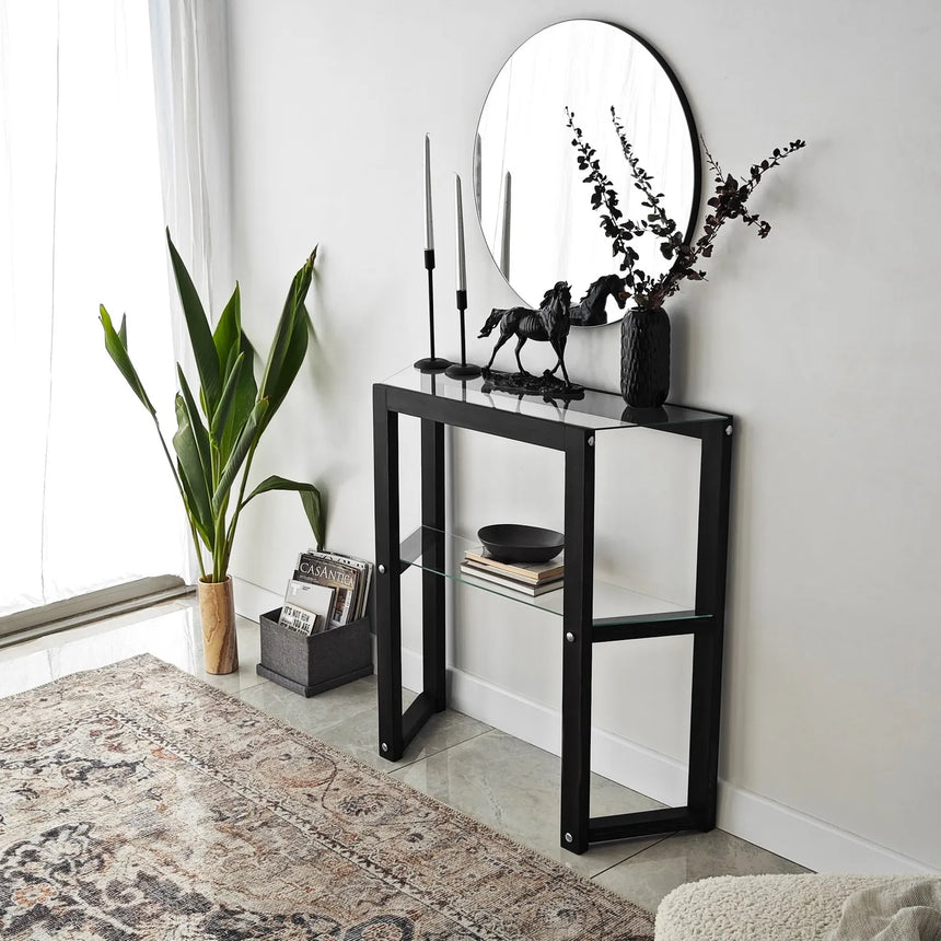Kommode Trapezoid aus massivem Kiefernholz in Anthrazit, 85×31×85 cm von Hanah Home – Bild 5