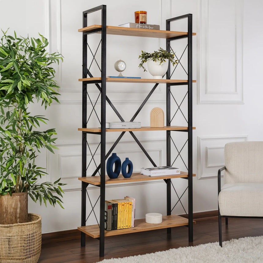 Regale Elysian aus melaminbeschichteten Holz und Metall, 90x33,5x180 cm von Hanah Home – Bild 1