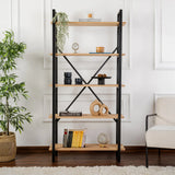Regale Elysian aus melaminbeschichteten Holz und Metall in Eiche und Schwarz, 90x33,5x180 cm von Hanah Home – Bild 2