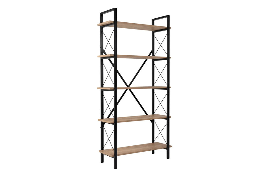 Regale Elysian aus melaminbeschichteten Holz und Metall in Eiche und Schwarz, 90x33,5x180 cm von Hanah Home – Bild 5