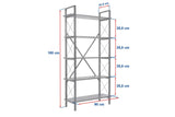 Regale Elysian aus melaminbeschichteten Holz und Metall in Holzschwarz und Schwarz, 90x33,5x180 cm von Hanah Home – Bild 6