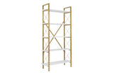 Regale Elysian aus melaminbeschichteten Holz und Metall in Weiß und Gold, 90x33,5x180 cm von Hanah Home – Bild 5