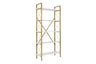 Regale Elysian aus melaminbeschichteten Holz und Metall in Weiß und Gold, 90x33,5x180 cm von Hanah Home – Bild 5